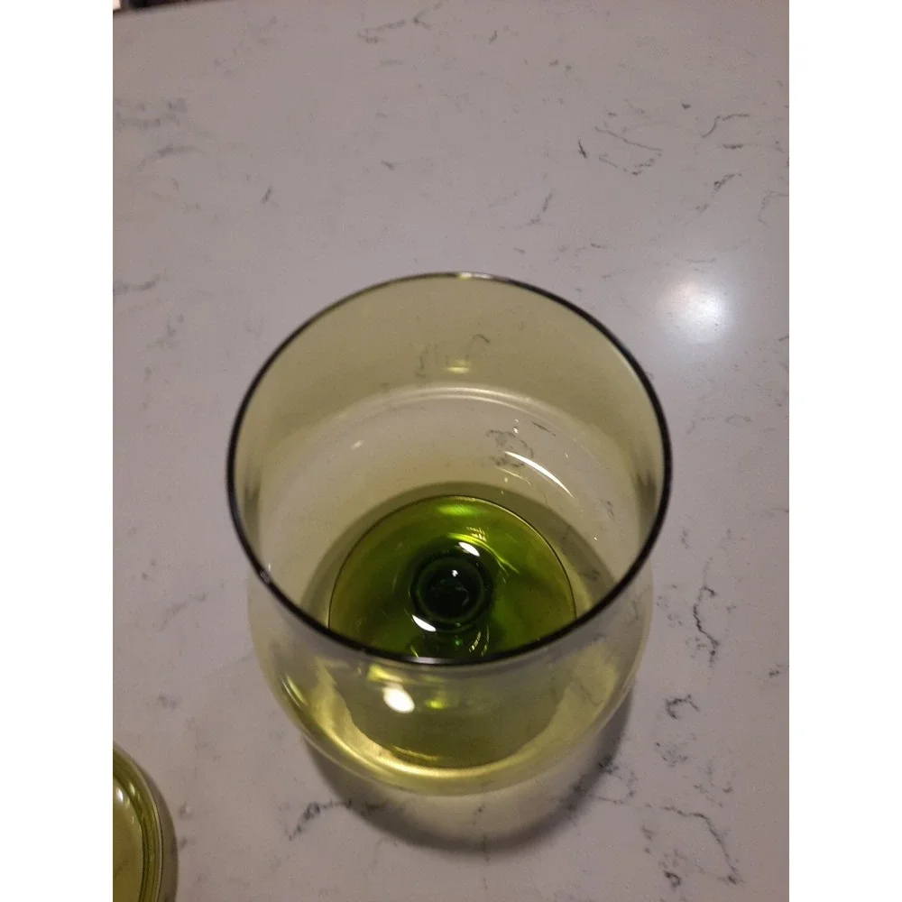 Vtg Empoli Glass Apothecary Jar Dish Olive Green Mid Century